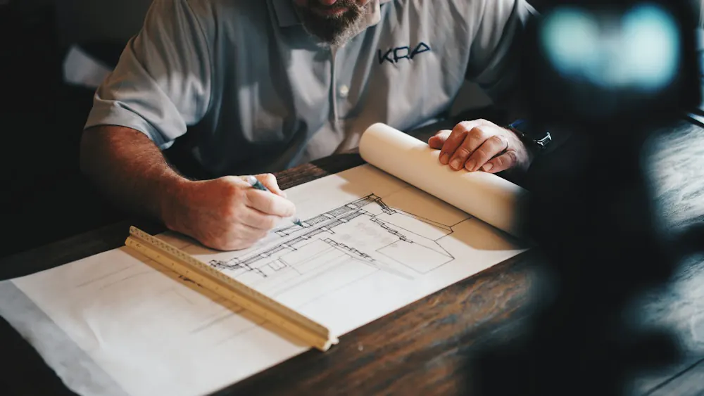 Person drawing up plans for a home improvement project