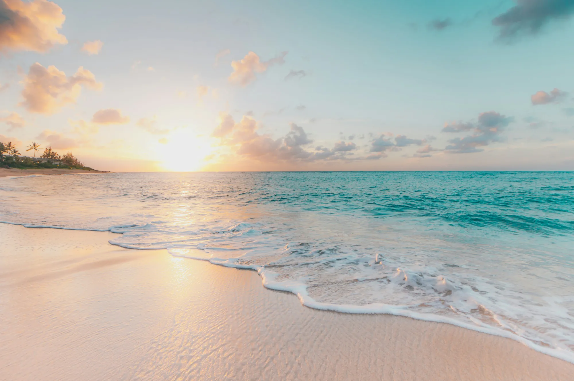 Turquoise sea and white sand beach