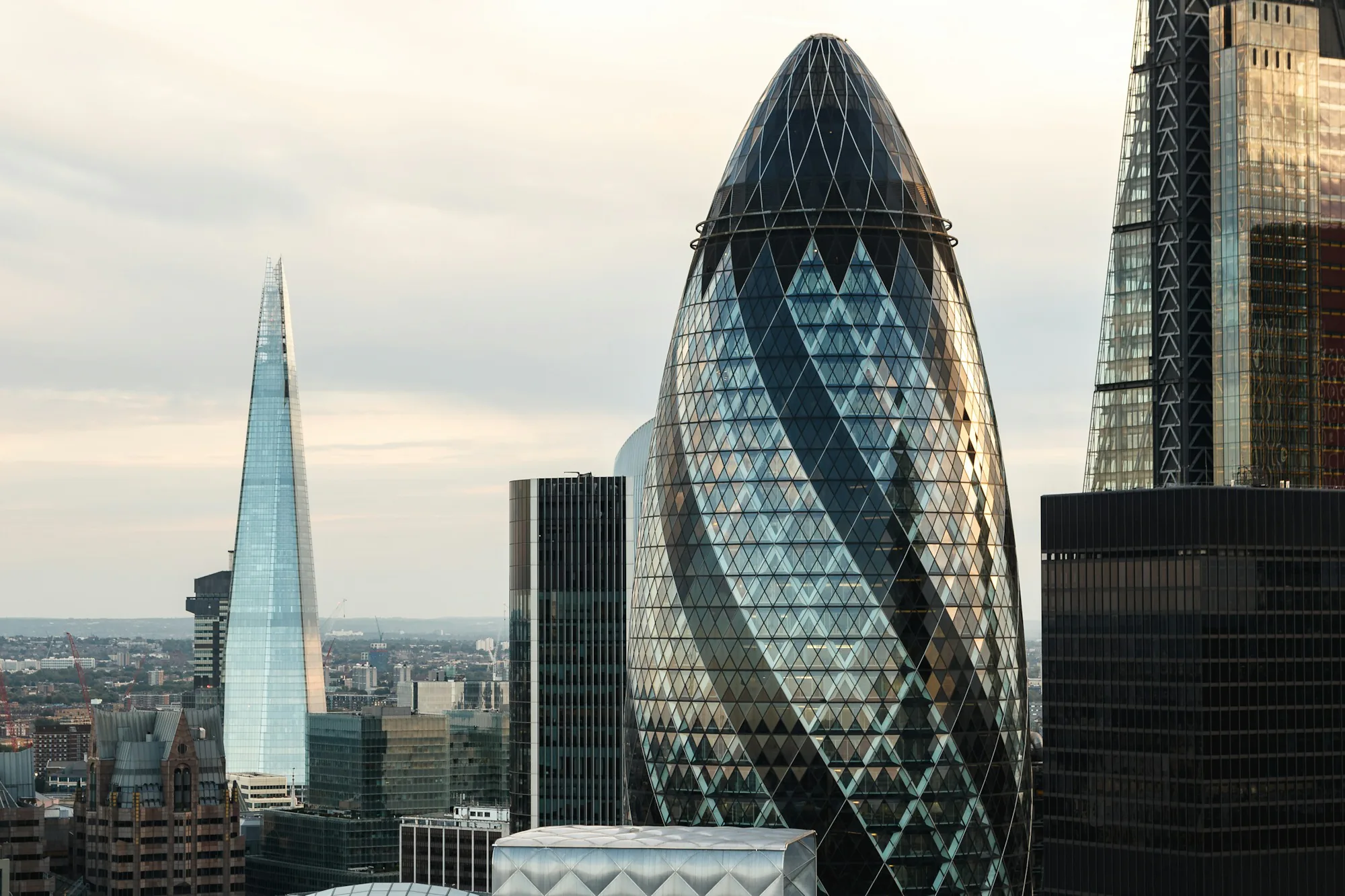 London skyline with The Shard and 30 St Mary Axe