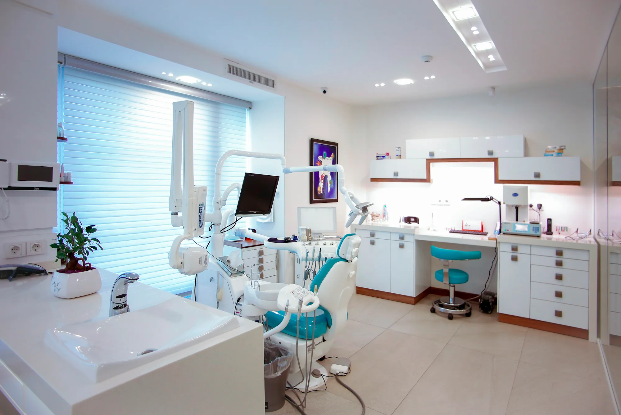 Bright, modern dental surgery with treatment chair